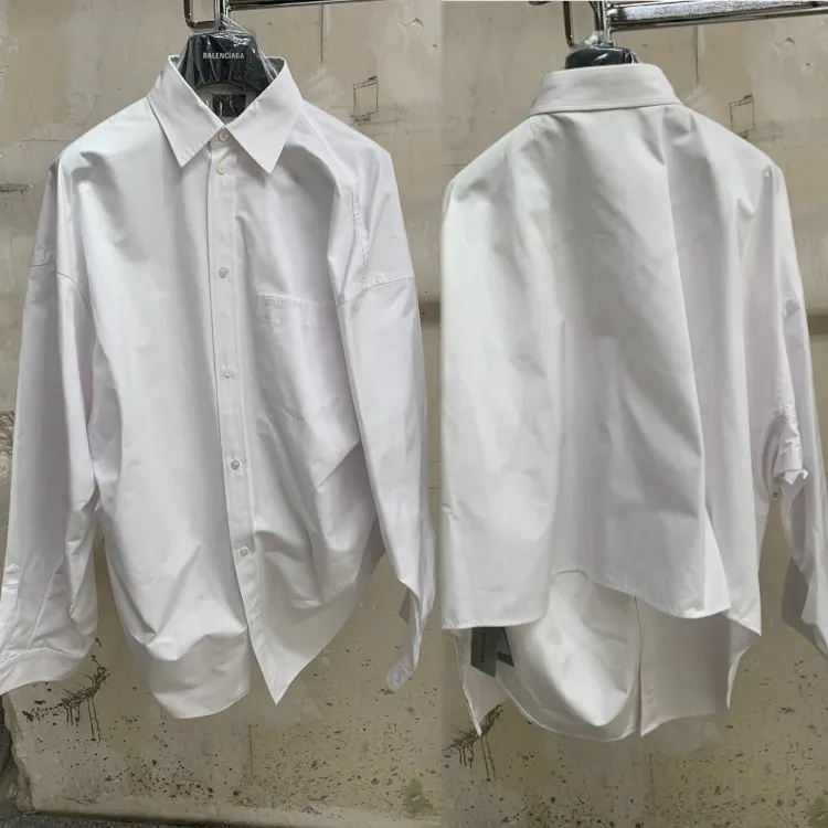 Balenciaga Cotton Logo Asymmetric Shirts & Blouses