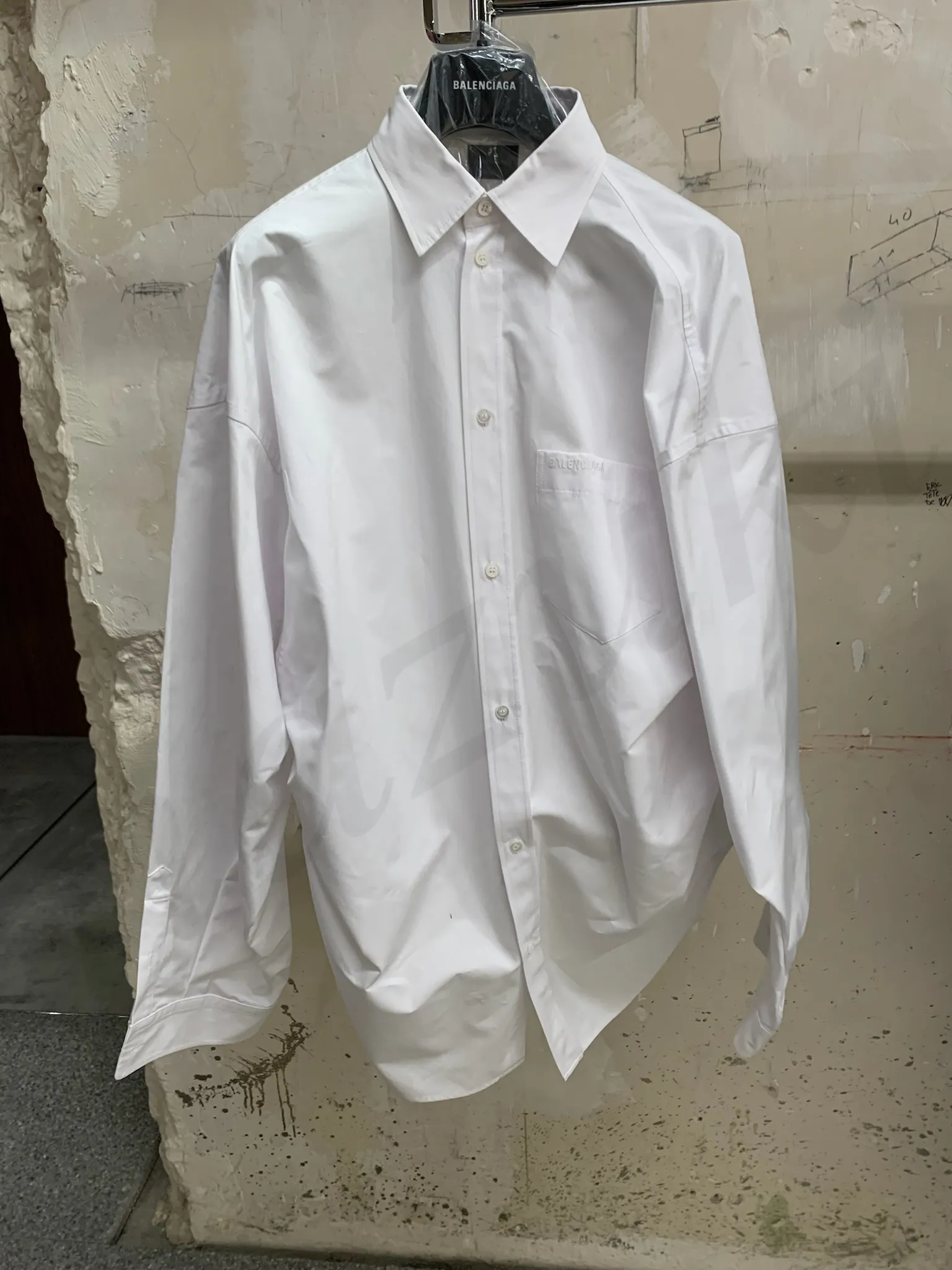 Balenciaga Cotton Logo Asymmetric Shirts & Blouses