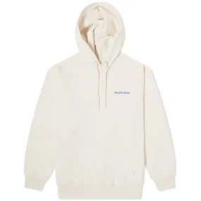 Balenciaga Crew Logo Popover HoodyChalky White & Blue