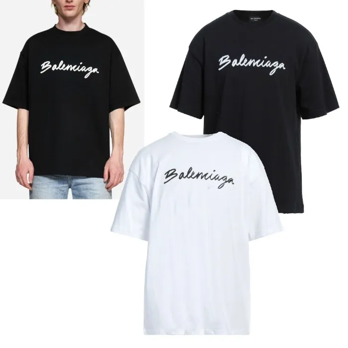 BALENCIAGA  |Crew Neck Plain Cotton Short Sleeves Logo Luxury