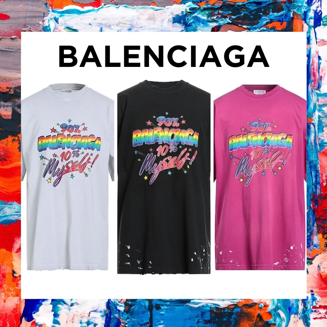 BALENCIAGA  |Crew Neck Street Style Plain Cotton Short Sleeves Logo