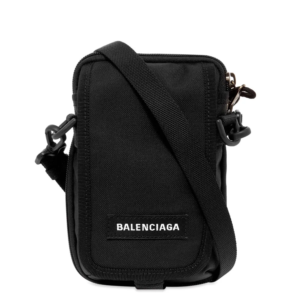 Balenciaga Explorer Nylon Logo Cross Body BagBlack