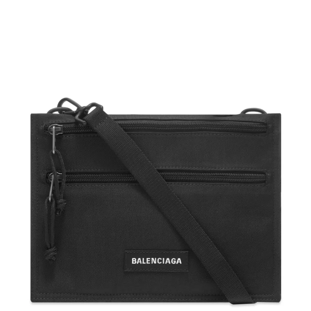 Balenciaga Nylon Logo Explorer SacocheBlack