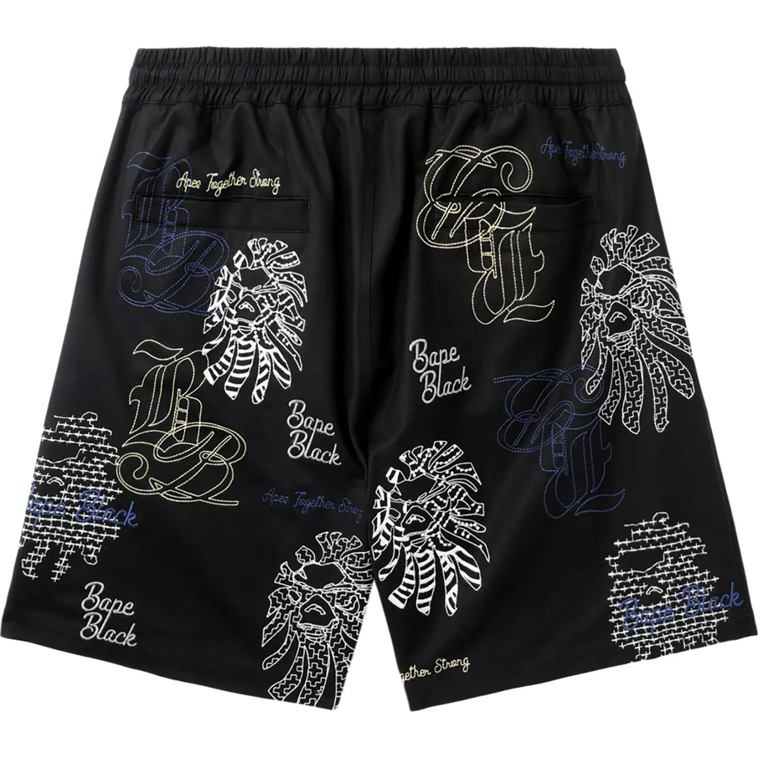 BAPE BLACK BAPE GRAPHIC STITCH SHORTS MENS