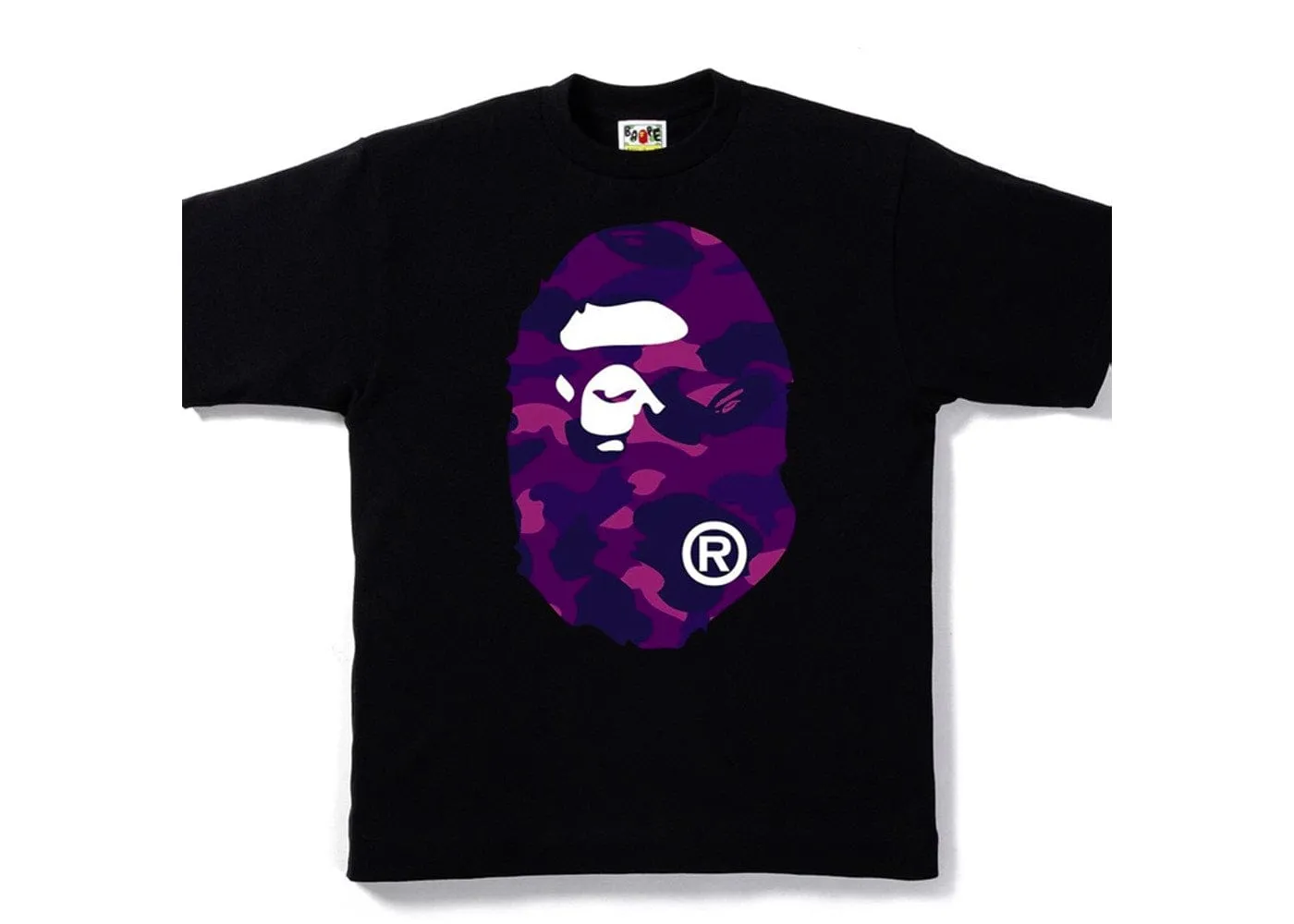 BAPE Black Purple Color Camo Big Ape Head Tee