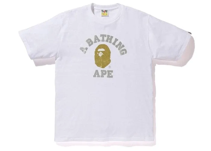 BAPE Glitter College T-shirt White/Gold - Buy Online