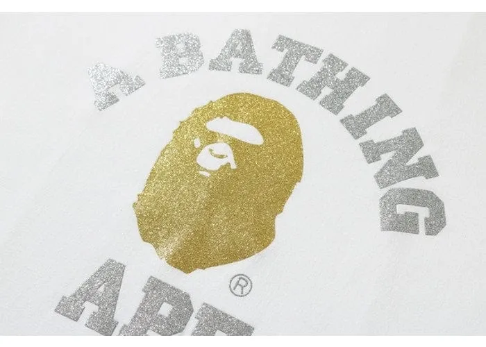 BAPE Glitter College T-shirt White/Gold - Buy Online