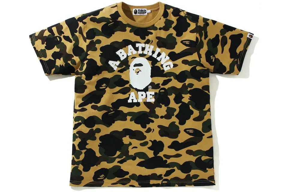 BAPE Yellow 1st Camo College Tee