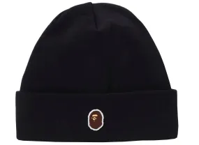 Bathing Ape Black Silicon Ape Head Knit Cap - XLD size