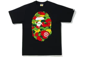 Bathing Ape Camouflage T-Shirt with Big Monkey Face Print in Black and Multiple Colors