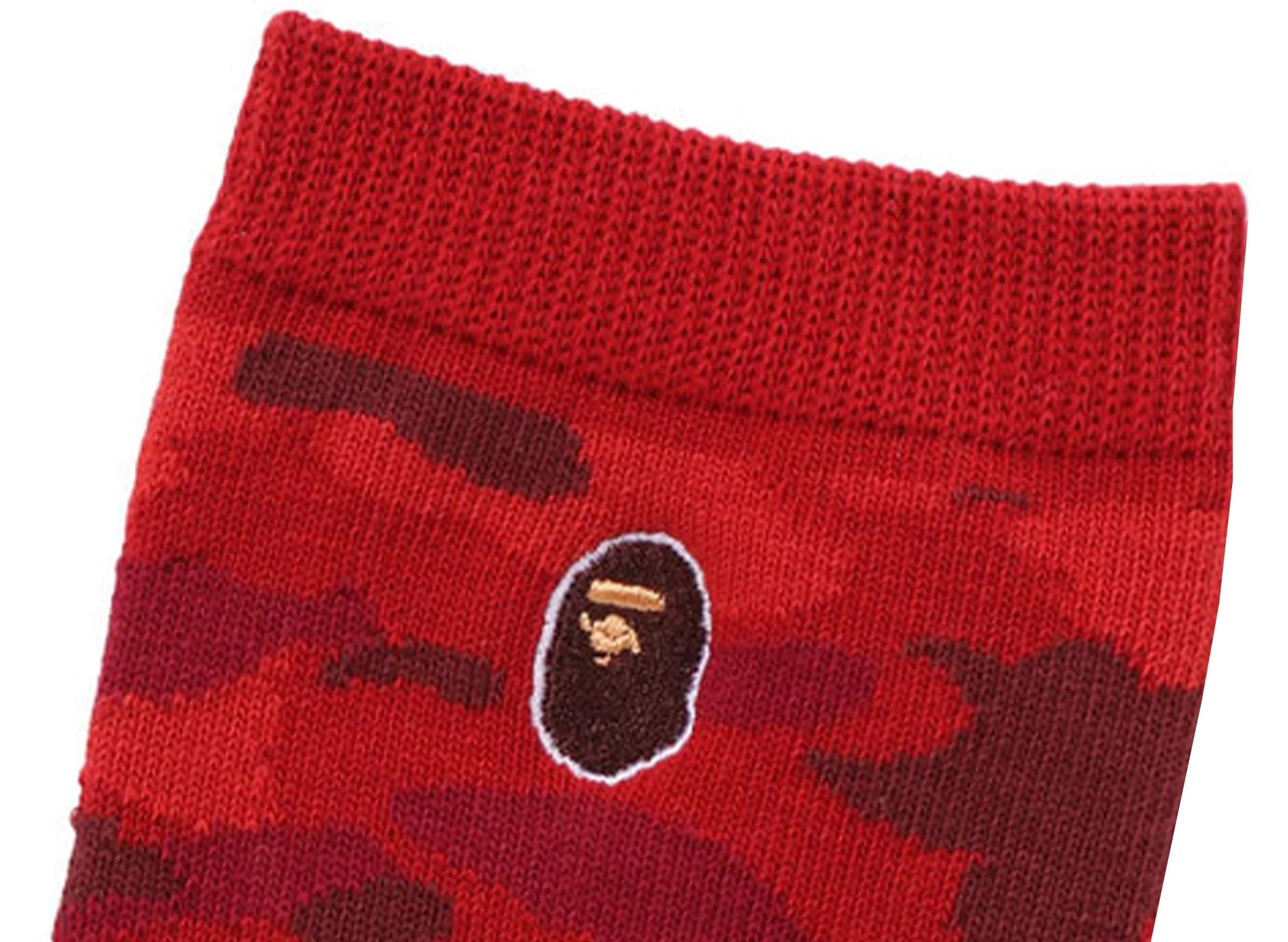 Bathing Ape Color Camo Ape Head Red Socks - One Point, Size XLD.