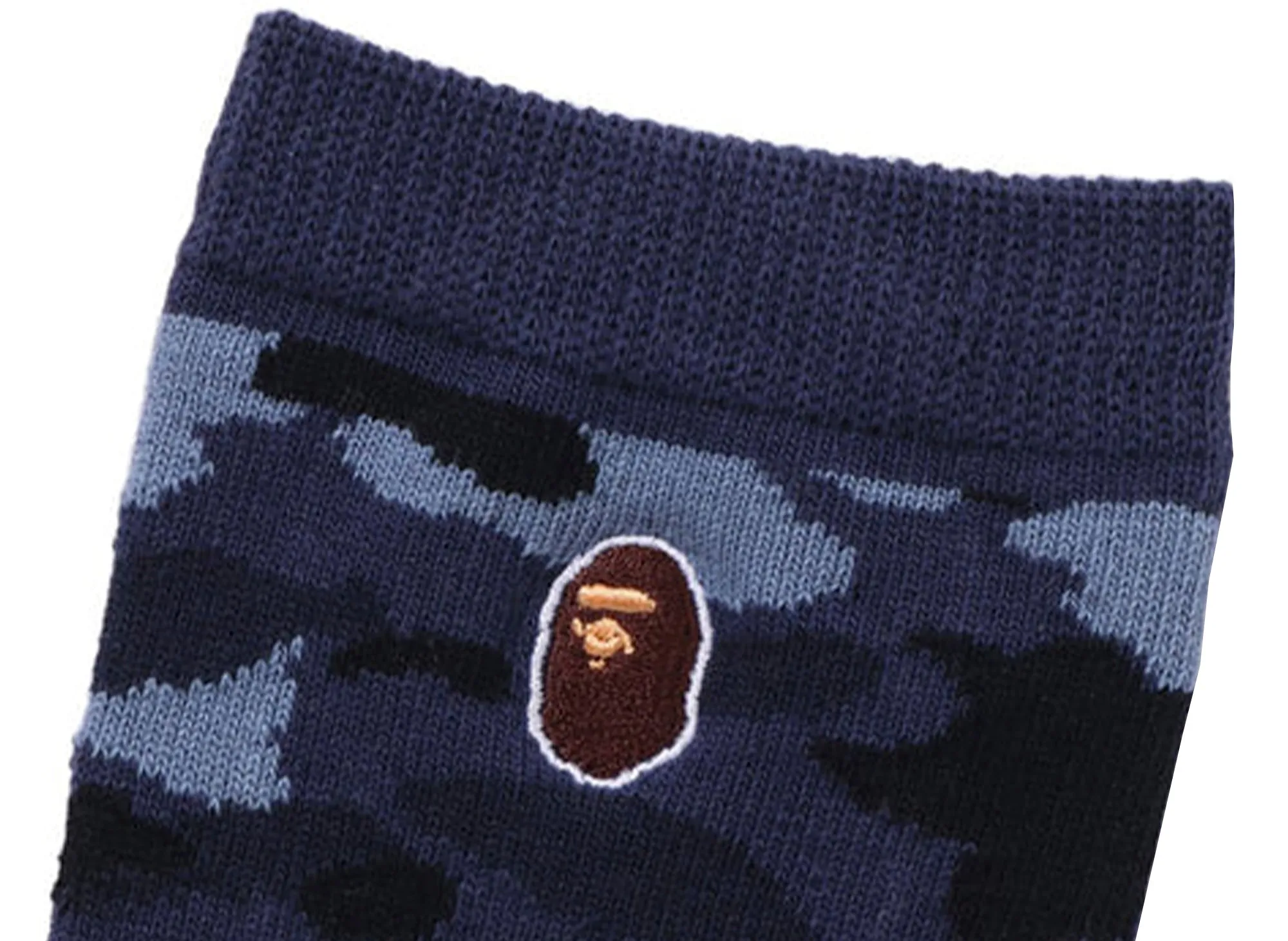 Bathing Ape navy color camo socks with Ape Head design