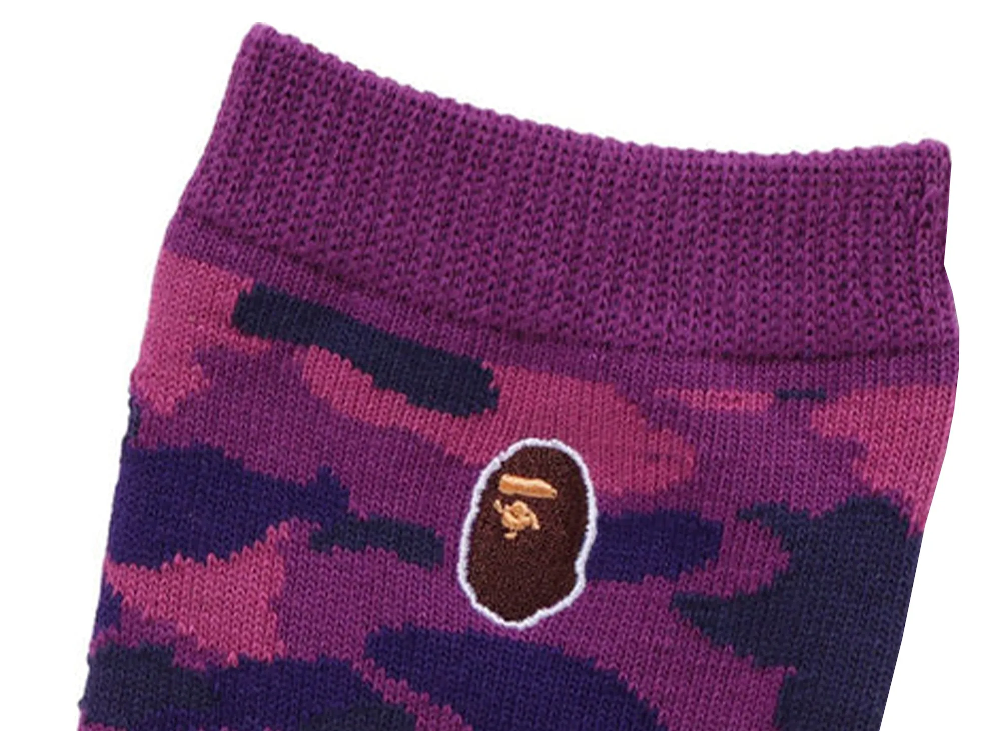 Bathing Ape Purple Color Camo Ape Head Socks in Size XLD