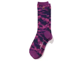 Bathing Ape Purple Color Camo Ape Head Socks in Size XLD