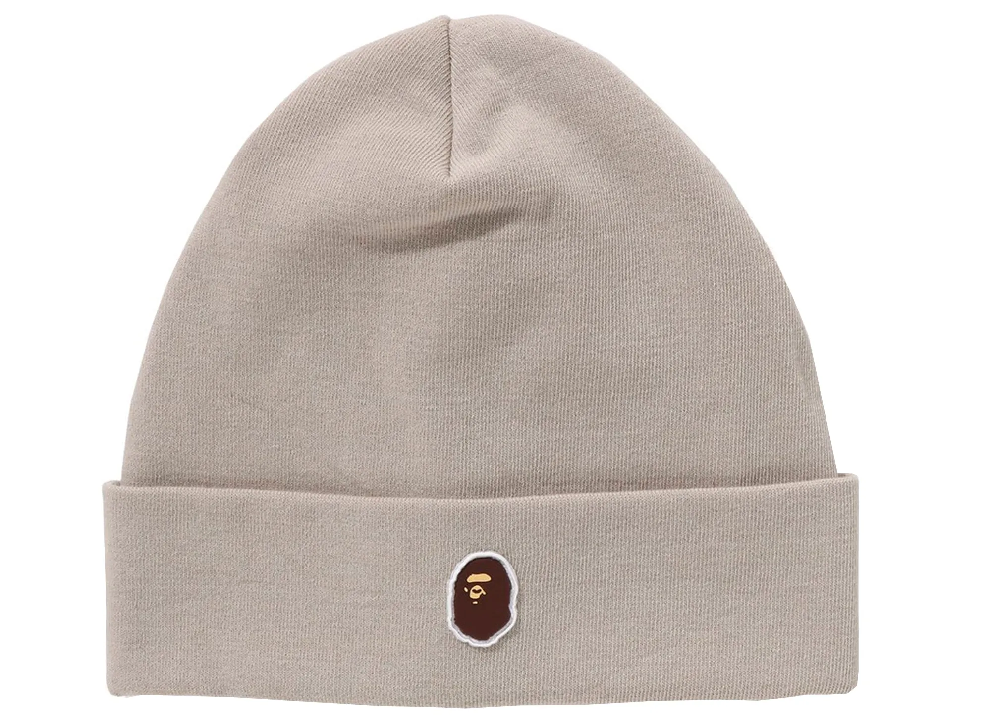 Bathing Ape Silicon Ape Head Beige Knit Cap - XLD