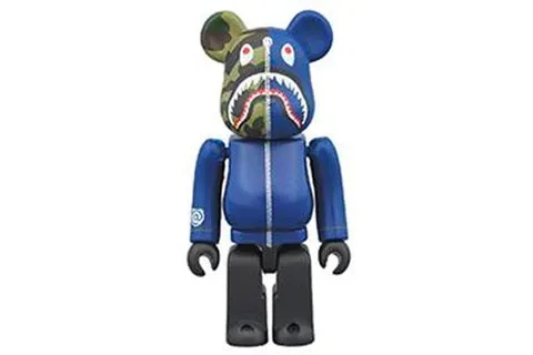 Bearbrick x Bape 1st Camo Shark 100% navy