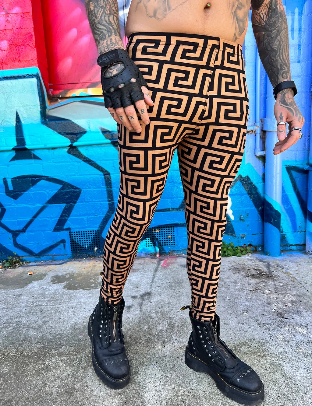 Black and Brown Maze Doof Meggings