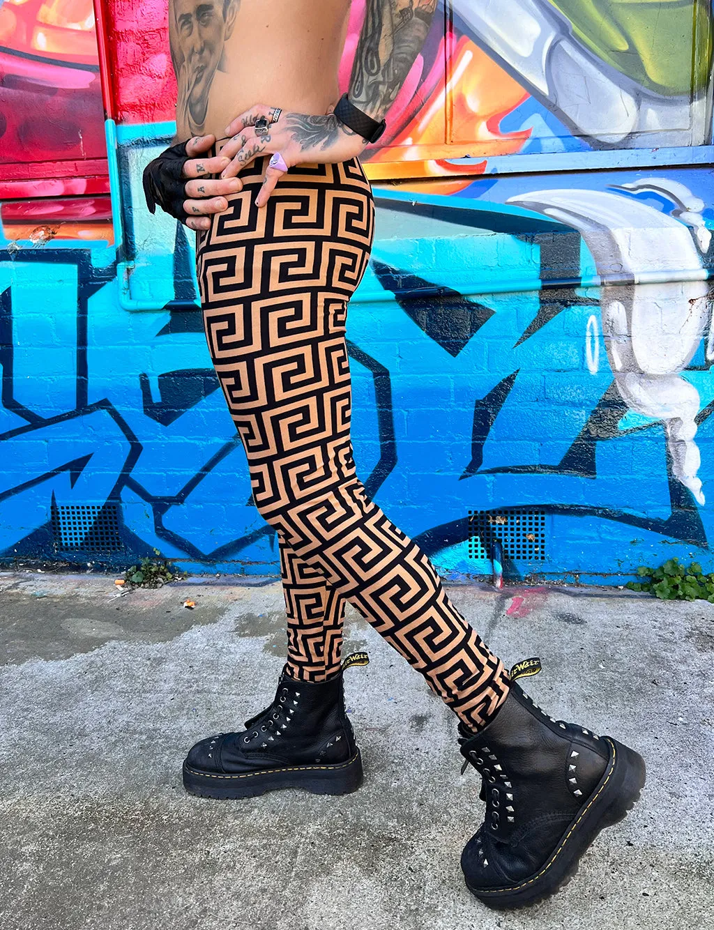 Black and Brown Maze Doof Meggings