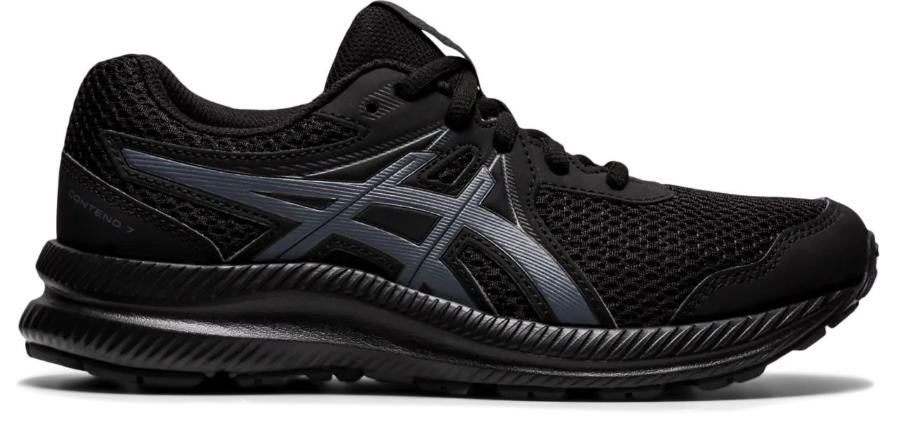 Black and Carrier Grey Asics Kids CONTEND 7 GS for Sale