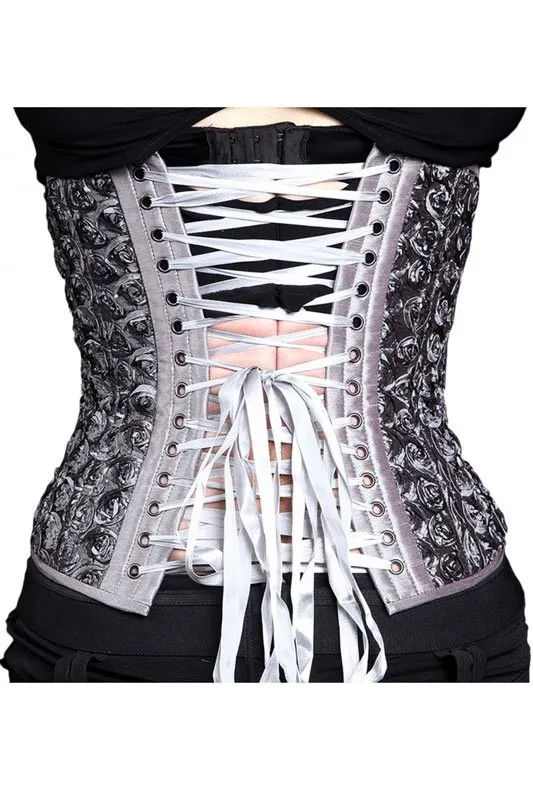 Black Iris Grey Rose Taffeta Under Bust Corset