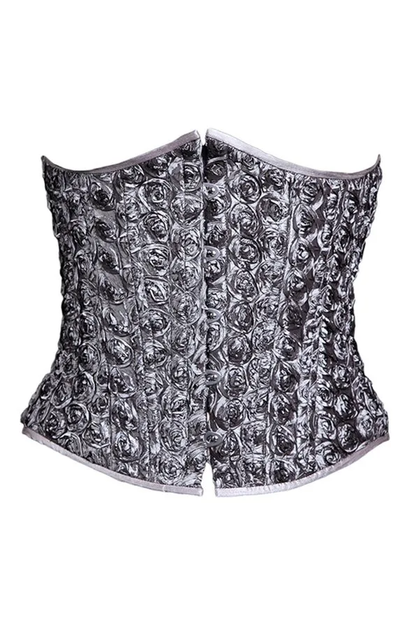 Black Iris Grey Rose Taffeta Under Bust Corset