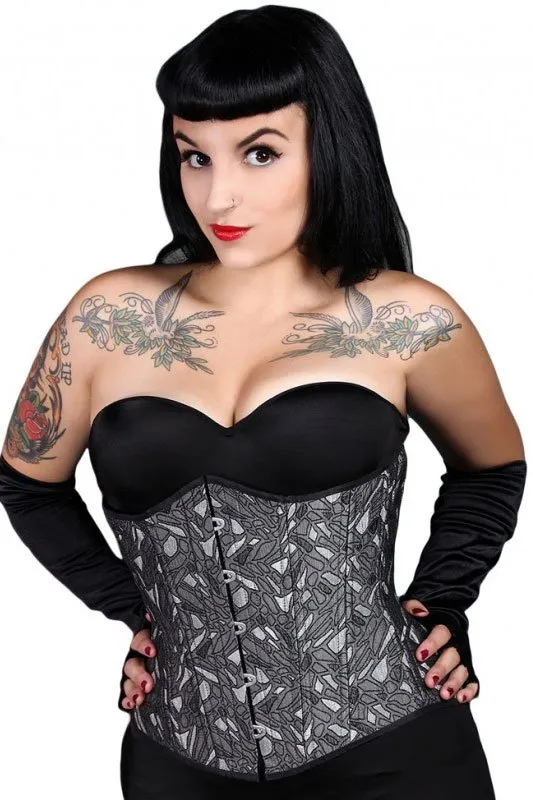 Black Iris Tribal Grey Under Bust Corset