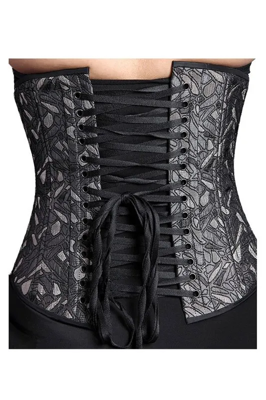 Black Iris Tribal Grey Under Bust Corset