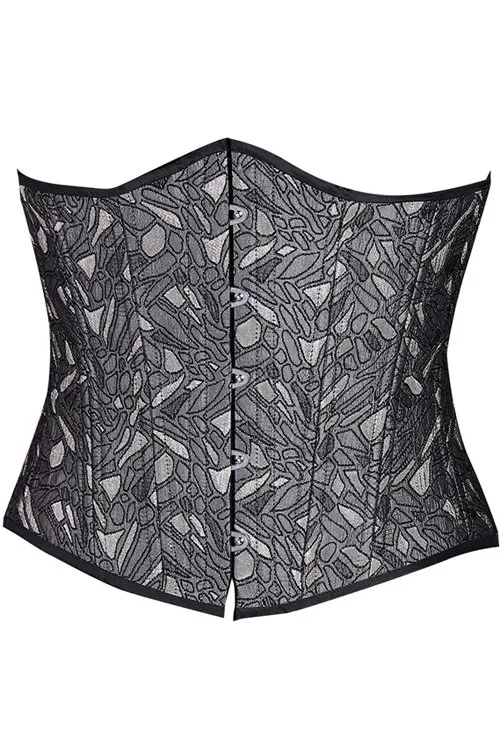 Black Iris Tribal Grey Under Bust Corset