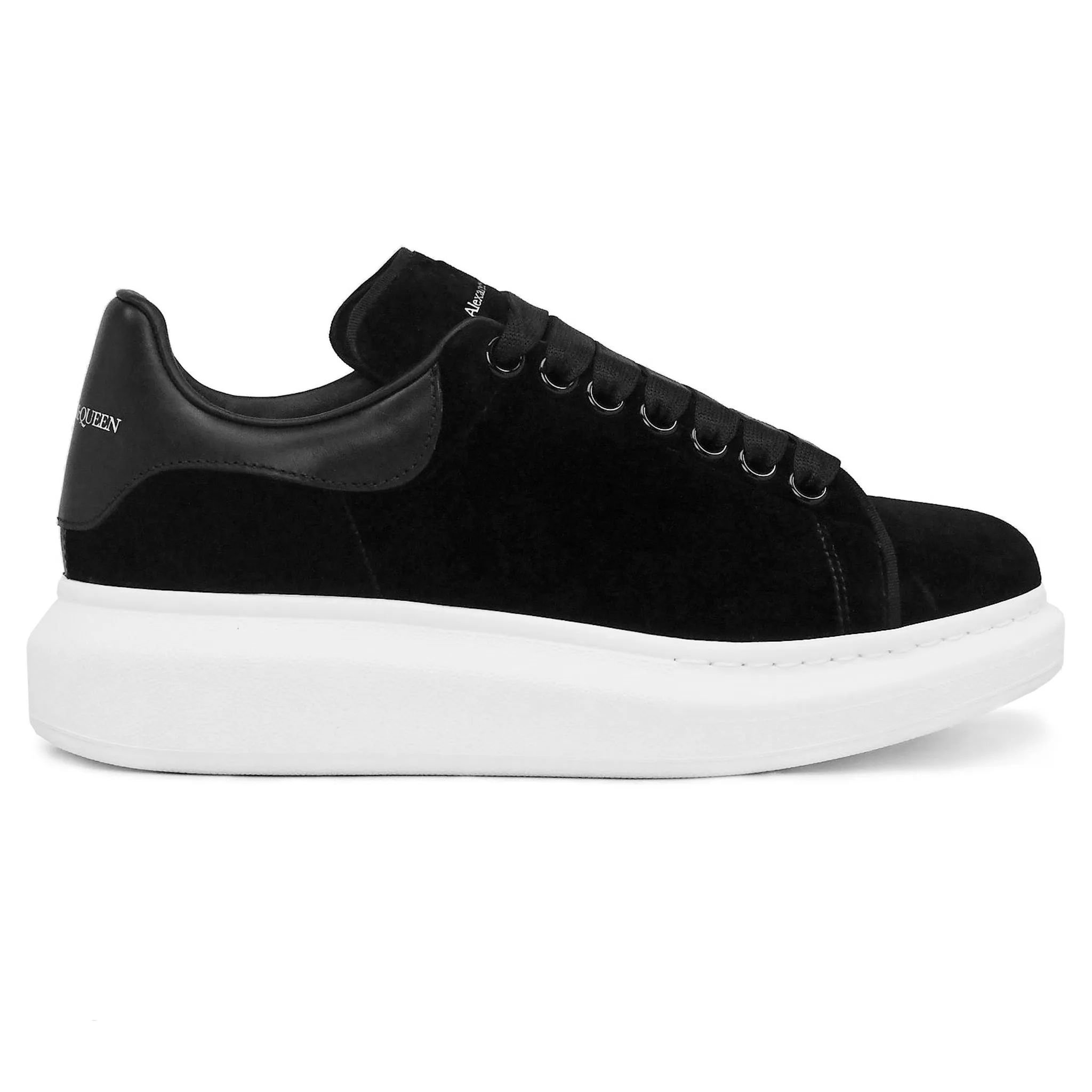 Black Velvet Trainers with Raised Sole - Alexander McQueen Women's Shoes