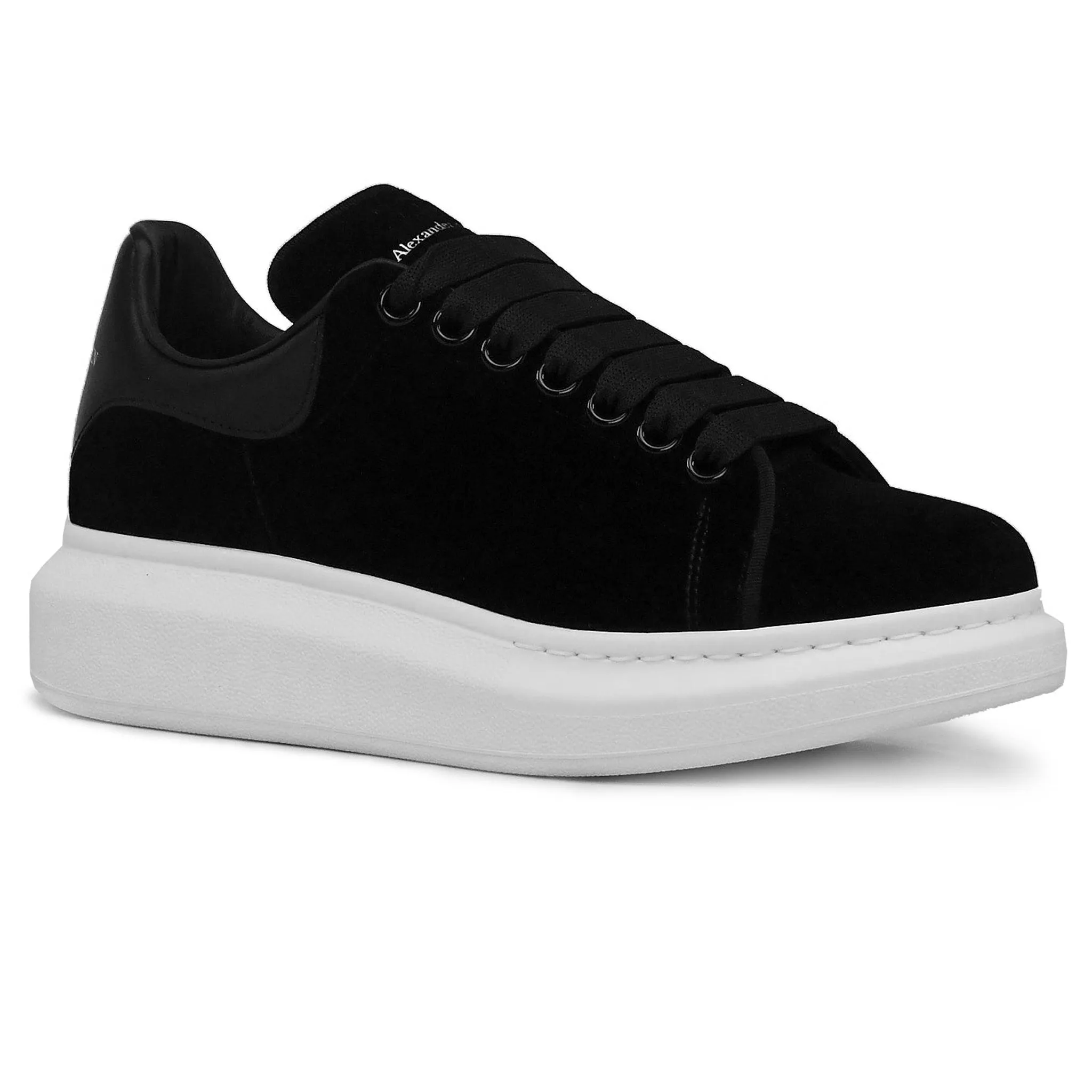 Black Velvet Trainers with Raised Sole - Alexander McQueen Women's Shoes