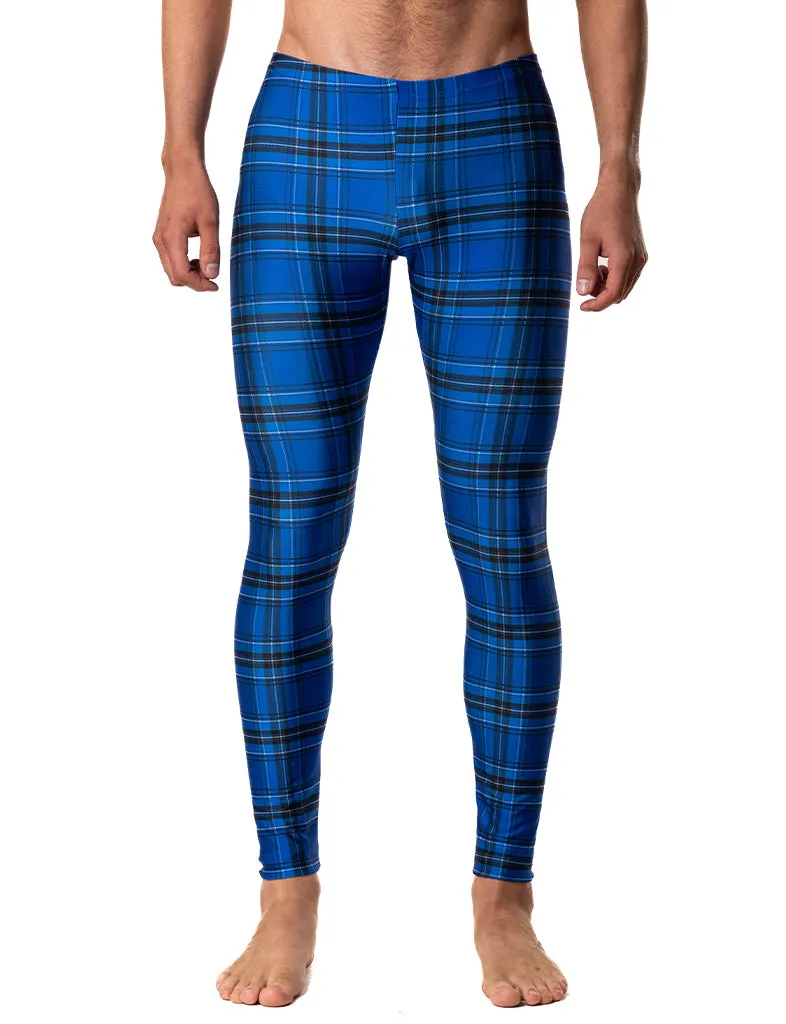 Blue Plaid Men's Leggings