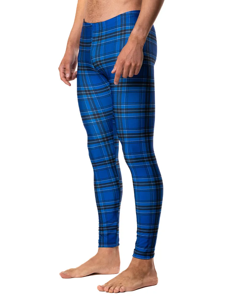 Blue Plaid Men's Leggings