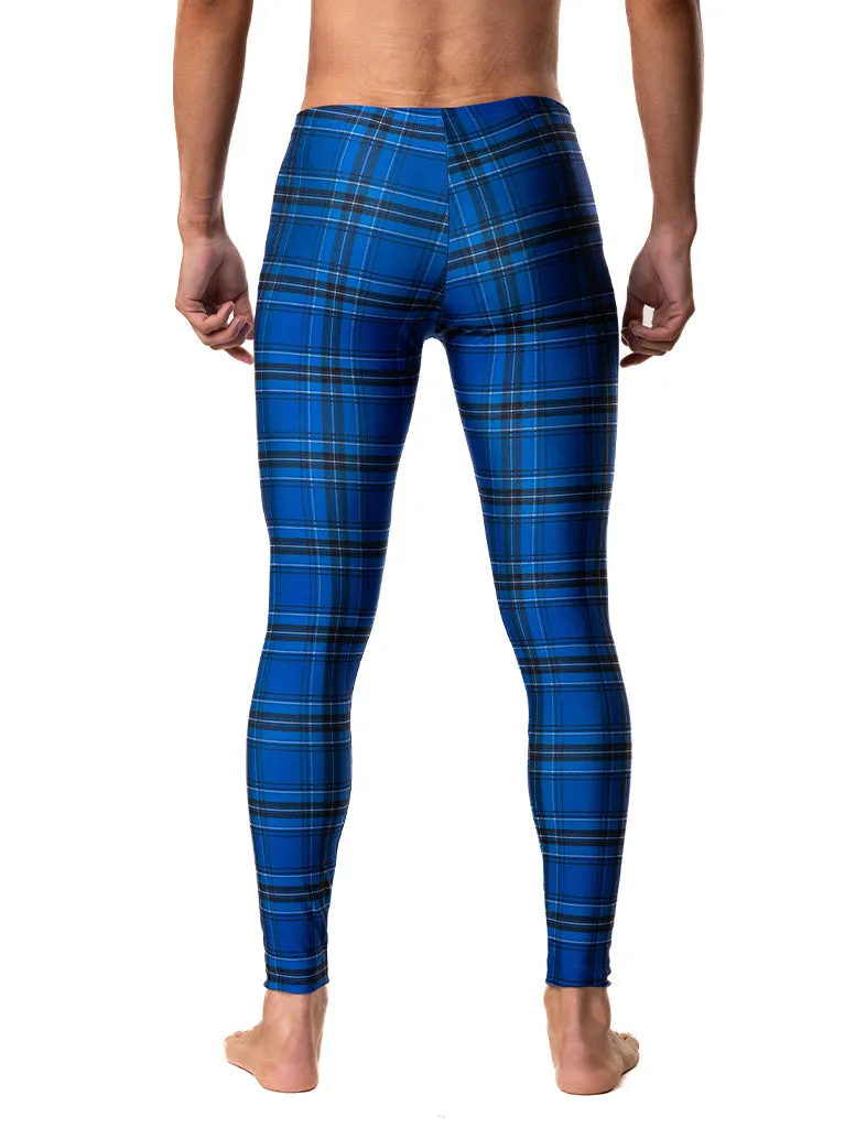 Blue Plaid Men's Leggings