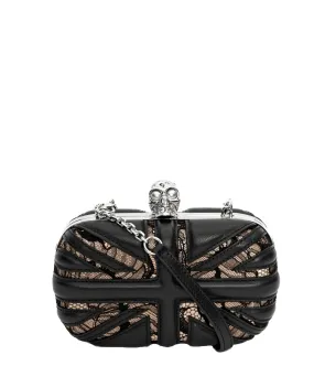 Brittiana Black/Teint Box Clutch with chain