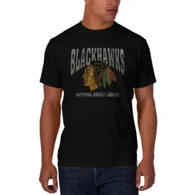 Chicago Blackhawks 47 Brand Jet Black Big Logo Scrum Cotton T-Shirt