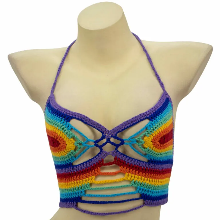 Colorful crochet camisole.