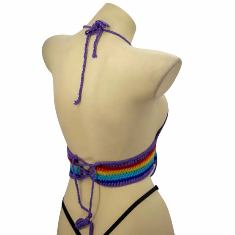 Colorful crochet camisole.