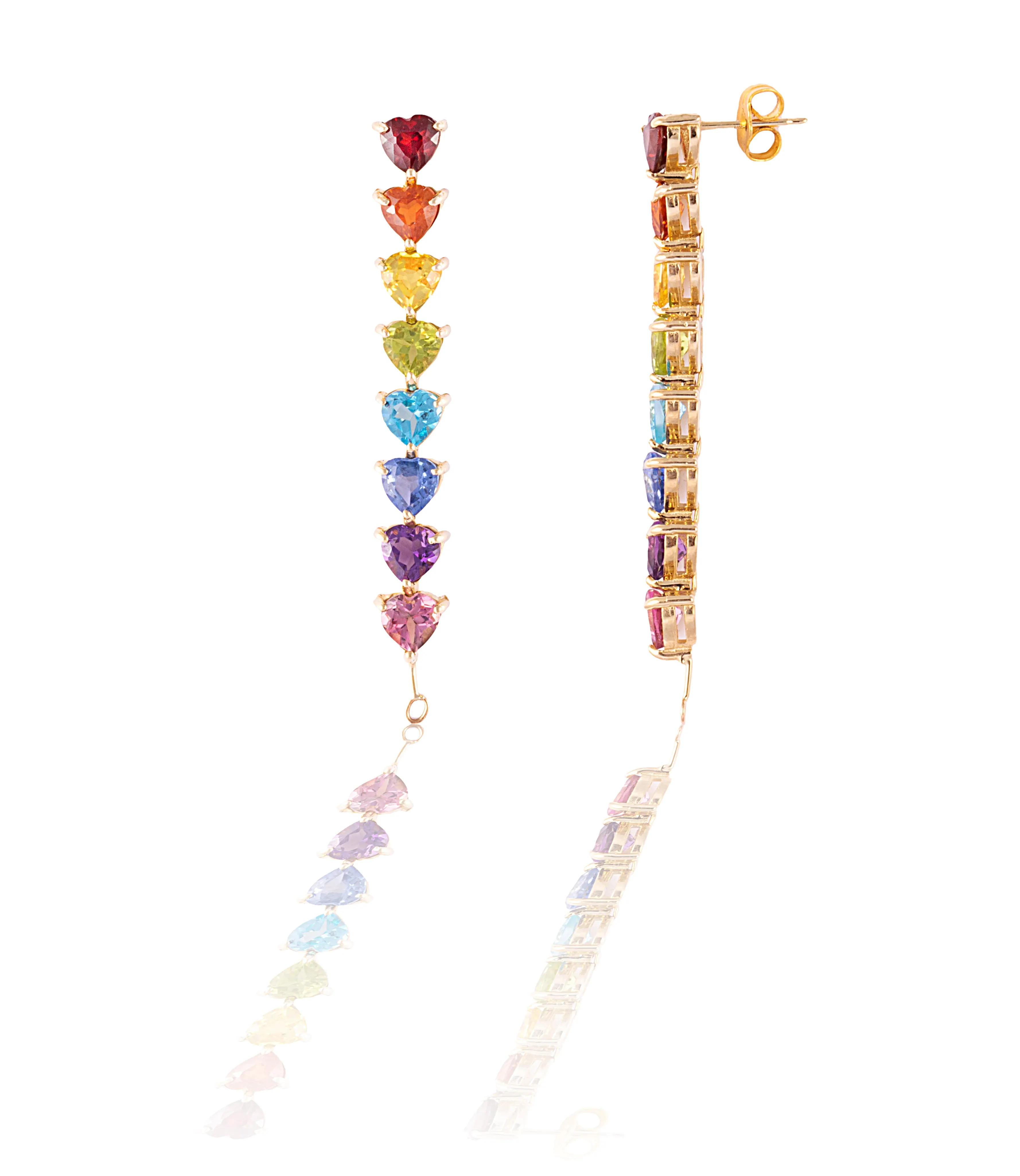 Colorful heart-shaped earrings with a drop design