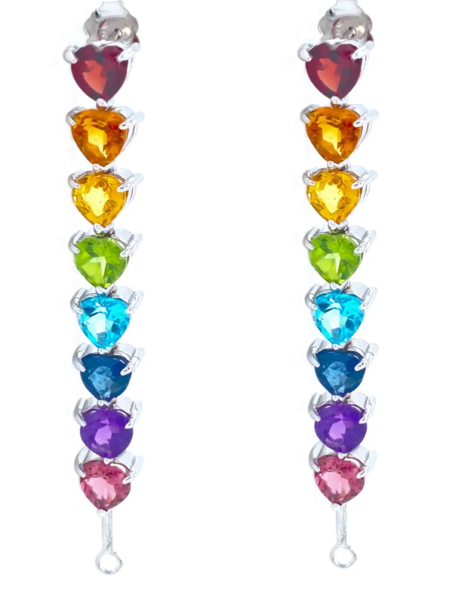 Colorful heart-shaped earrings with a drop design