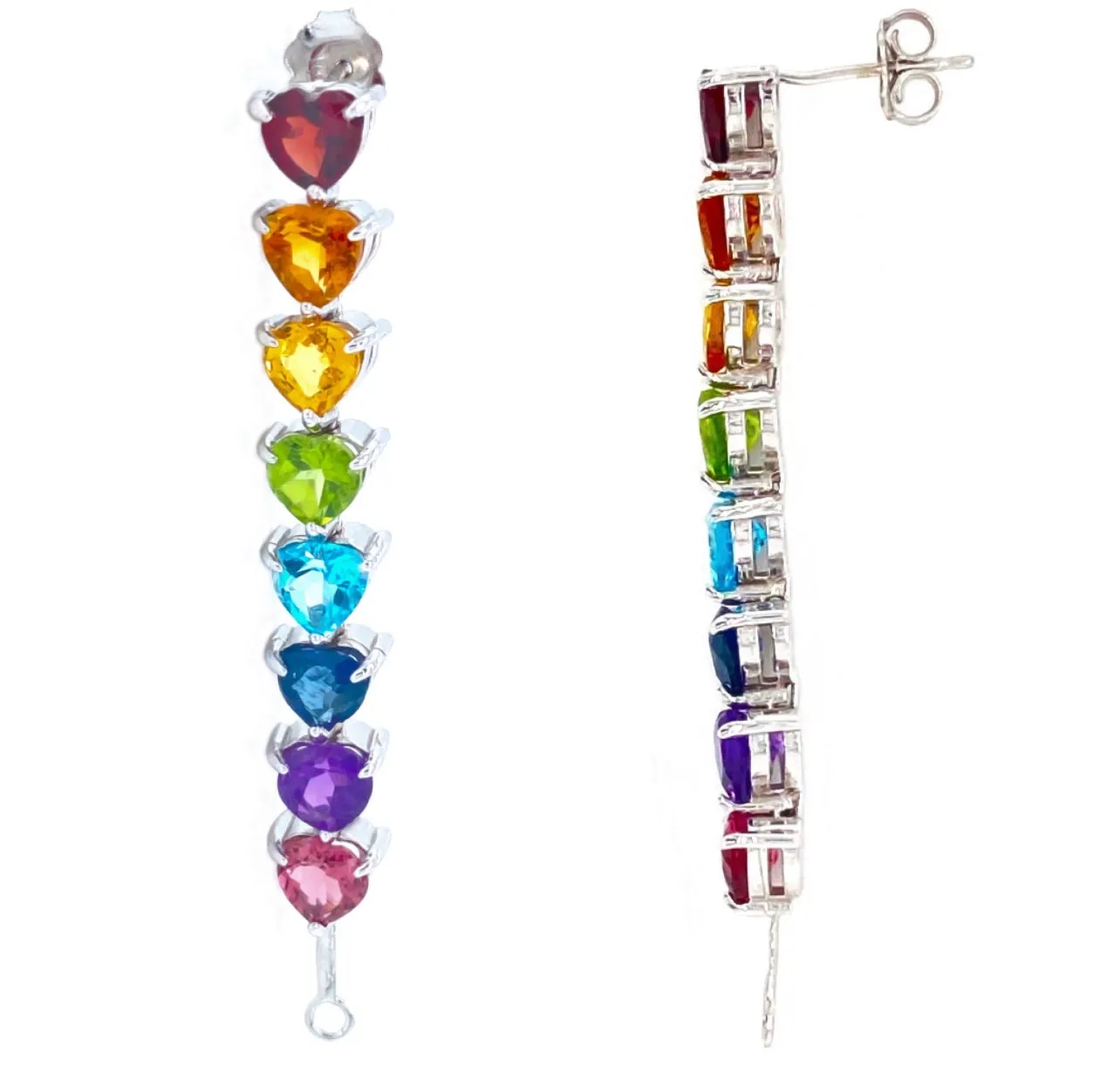 Colorful heart-shaped earrings with a drop design