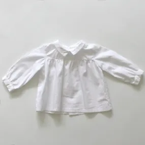 Coqueta White Cotton Blouse - Collared