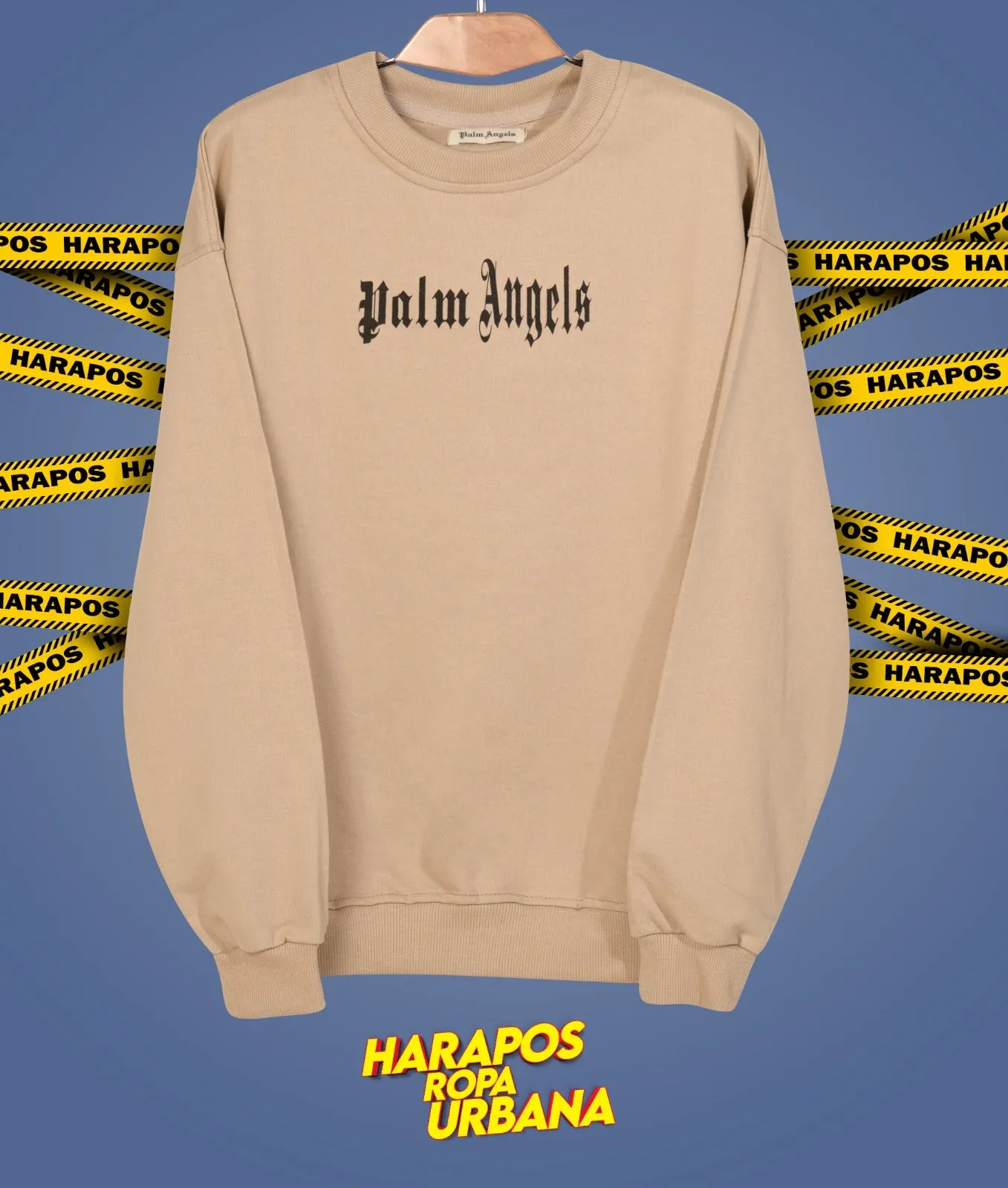 Cream Palm Angels sweatshirt with design on the back