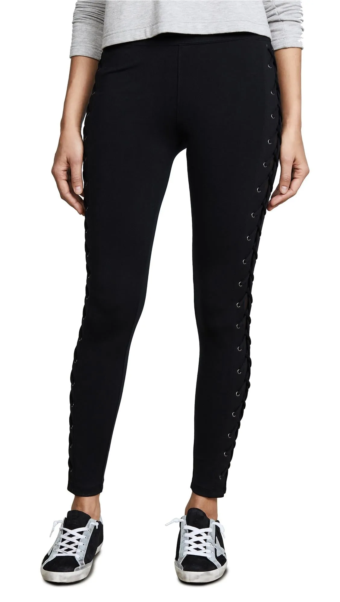 David Lerner Black X-Cross Legging with Lace Up