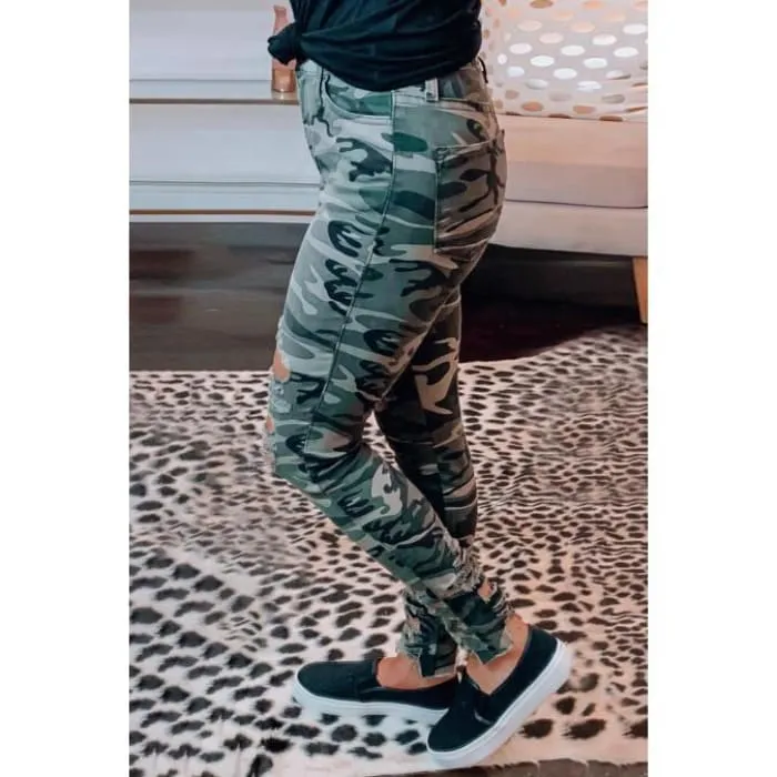 Distressed Camouflage Leggings