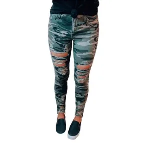 Distressed Camouflage Leggings