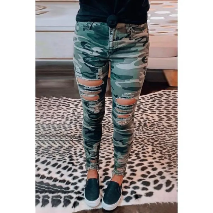 Distressed Camouflage Leggings