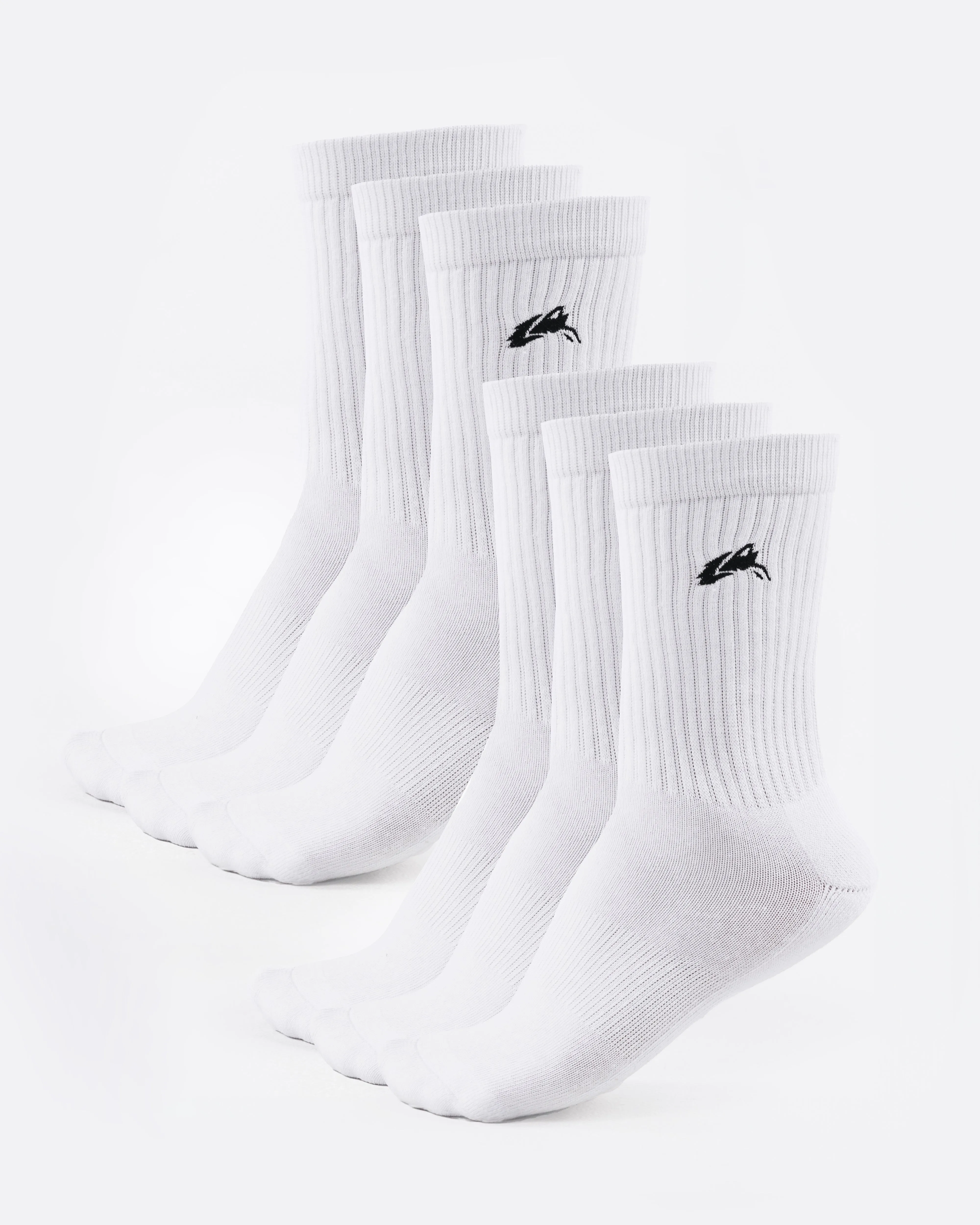 Elite White Wolf Head Crew Sock 6-Pack