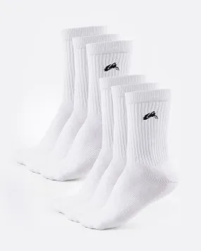 Elite White Wolf Head Crew Sock 6-Pack