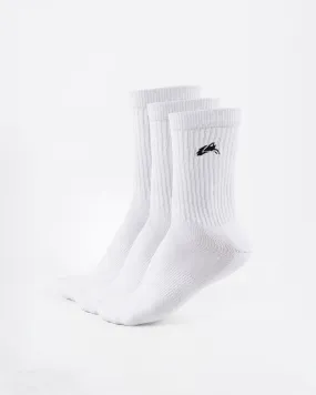 Elite Wolf Head Crew Sock 3 pack - White