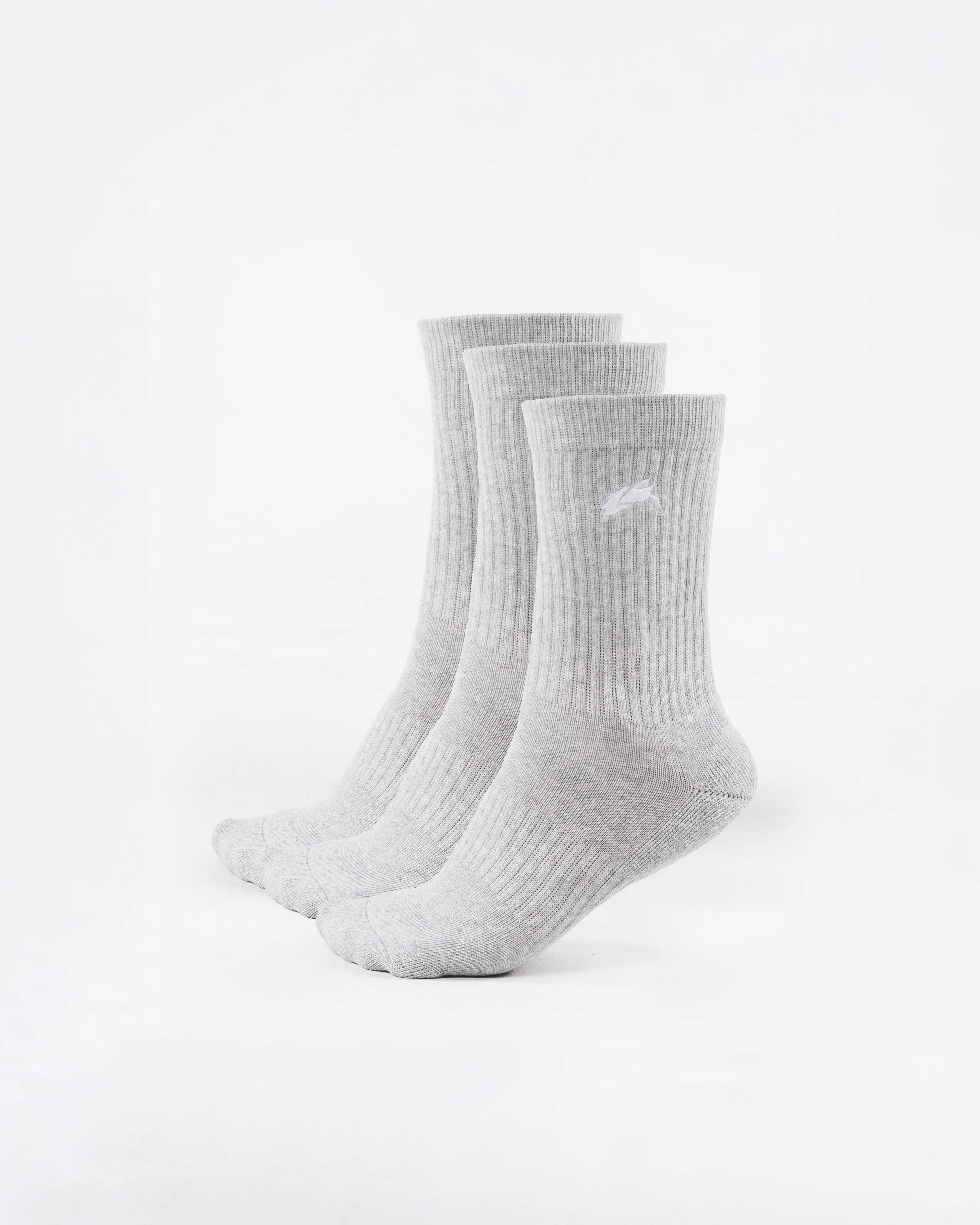 Elite Wolf Head Crew Socks - 3 Pack Grey